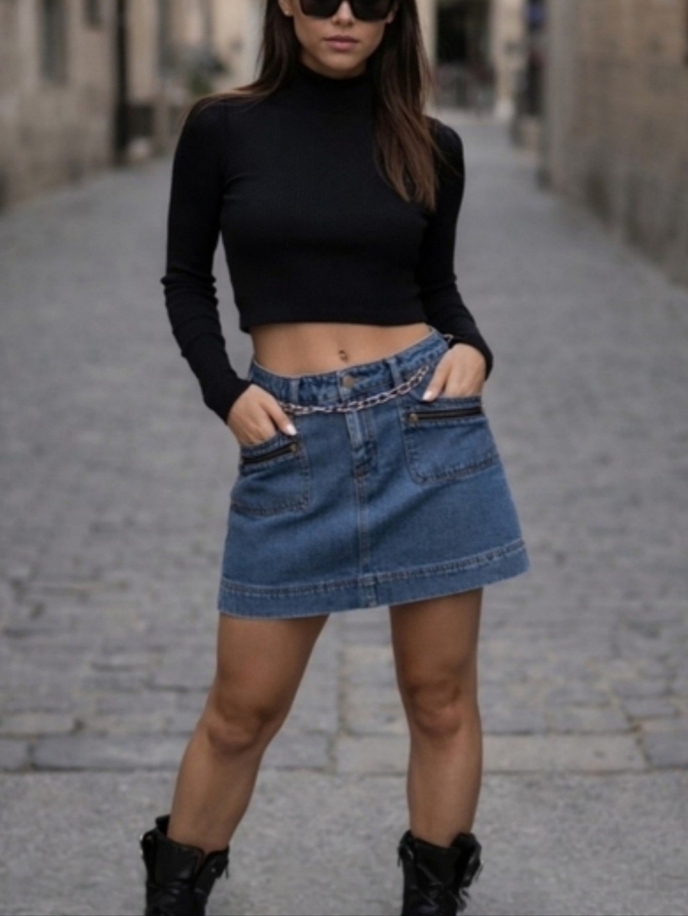 Vintage Y2K JW Junction West Denim Moto Mini Skirt – Size 8